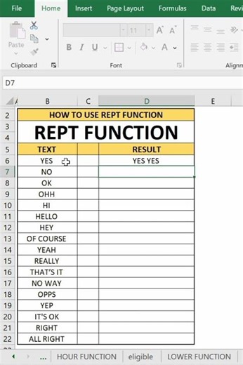 Excel REPT Function Formula Trick | Repeat Text Easily!