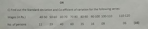 ORC) Find out the Standard deviation and Co-efficient of varia... | Filo