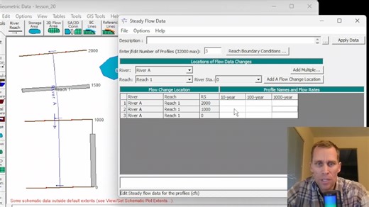 HEC RAS Lesson 20 - Steady Flow Analysis - Entering Data