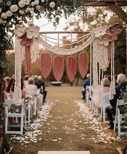 Flowers Macrame Wedding Backdrop, Boho Wedding Arch Decor, Home Decoration, Outdoor Event Styling - Etsy