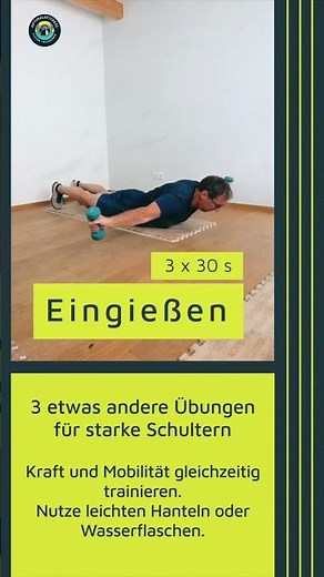 3 Schulterübungen mit Hanteln oder Wasserflaschen