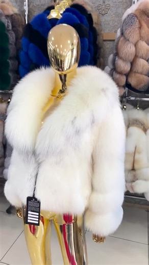 Handmade White & Gray Fox Fur Coat - Women's Luxury Winter Outerwear