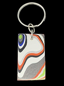 Keychain JEEP Motor City Agate -fordite- KEYCHAIN Jewelry - Red, Silver, White - Etsy