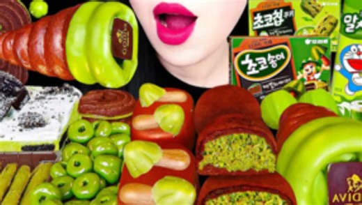 ♡ Hongyu·中文字幕 ♡ 抹茶特辑 巧克力冰淇淋，迪拜巧克力&黄油曲奇，蘑古力，海螺巧克力面包，奥利奥蛋糕和酸奶