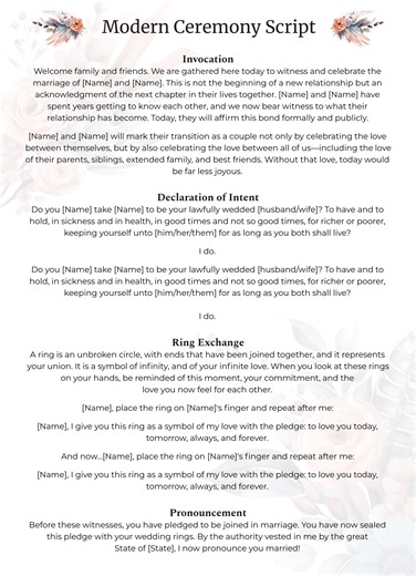 Modern non religious wedding ceremony script | Beachweddingtips.com