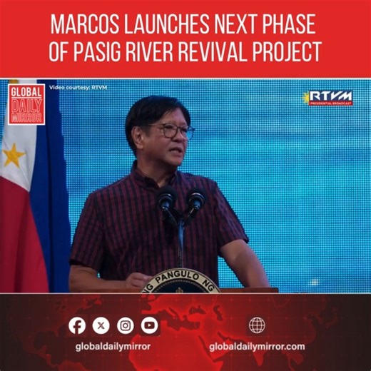 President Ferdinand Marcos Jr. led the launch of Phase 4 of the Pasig Bigyang Buhay Muli (PBBM) Project at the Lawton Pasig River Ferry Station in Manila. The 530-meter stretch behind the Manila Central Post Office to Arroceros Park will feature walkways, bike lanes, bridges, and commercial areas, connecting seamlessly with earlier phases. Marcos said about 63 informal settler families were safely relocated to Naic, Cavite, with better access to services. He also cited the Department of Science 