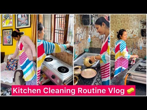 Housewife Daily Kitchen Cleaning Routine Vlog 🧼 | Indian Vlogger | Daily Routine Vlog