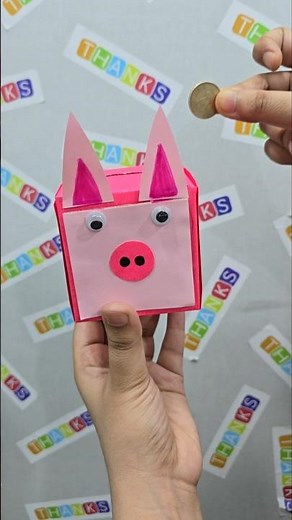 Cute piggy 🐷 paper cardboard craft short video idea for kids #piggy #craft #money #tranding #shorts