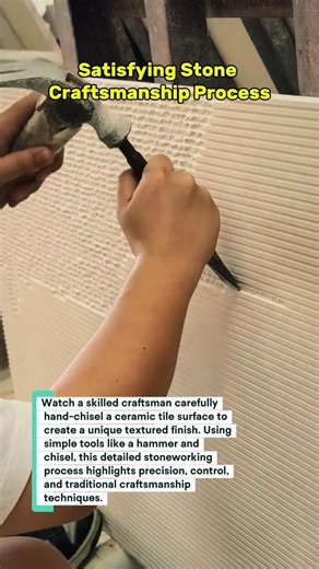 Hand Chiseling Ceramic Tile Texture – Satisfying Stone Craftsmanship Process