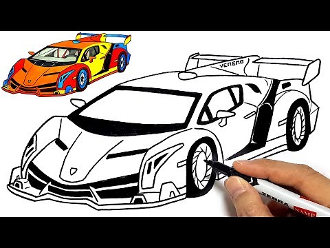 Draw a sports car Lamborghini Veneno | Easy Simple Drawing and Coloring Pages | Tim Tim TV