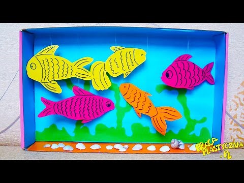 Akwarium z kartonu | Praca plastyczna | Ryby z papieru | Rybki w akwarium
