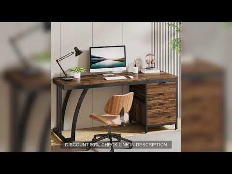 Tribesigns Computer Desk with 3 Drawers, 59-Inch PC Desk with Reversible Drawers, Industrial Study W