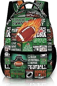 Football Backpack for Boys Girls, Elementary Middle High School Bookbags for Teen Kids, Travel Laptop Backpack for College Students Women Men Durable Lightweight School Bags, 17 Inch Large Back Packs