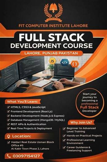 Full Stack Development Course Lahore, Punjab Pakistan