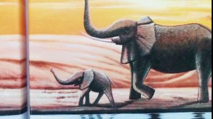 Wieco Art Elephant Family Large Modern 5 Piece Gallery Wrapped African Landscape Giclee Canvas Prints Artwork Animals Paintings Reproduction Pictures on Canvas Wall Art for Bedroom Home Decor L