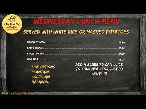 Wednesday Lunch Menu w Bluebird