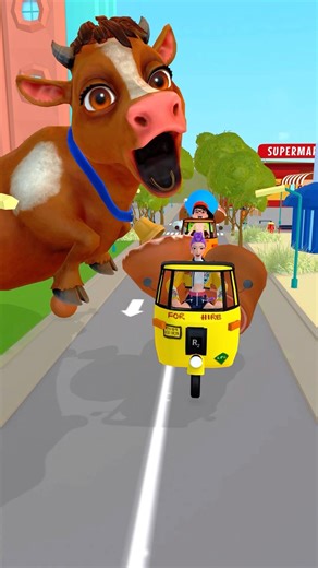 Predict which car the cow will choose to eat from? #helloneighbor #shorts #funny #rumi #huntrix