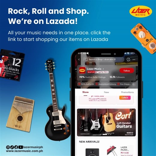 🎶 🛒💙Upgrade Your Music Setup with Our Lazada Online Store! Explore our extensive range of guitars, amplifiers, pedals, and more. Don’t miss out on exclusive deals to enhance your sound. #lazermusicph #Lazer #Music #Ph #Yourfriendlymusicstore #lazerlazada🎶 Lazer Music Lazada Shop: https://www.lazada.com.ph/shop/lazer-music/ | Lazer Music