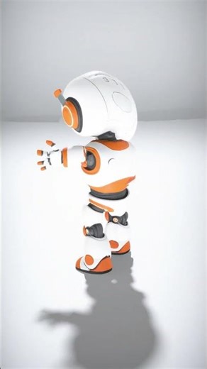 Friendly Robot with Orange Accents and Animated Face - AI Rigged 3D Character