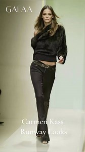 Effortless attitude and timeless cool, carmen kass owns every runway she steps on #galaa #carmenkass #runway #fashionicon #supermodel | Galaa.co