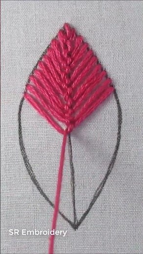 💚leaf stitch tutorial !!! hand embroidery very easy leaf embroidery for beginners💚 #shorts