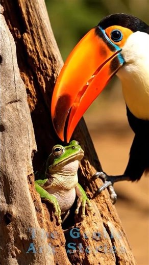 Toucan Saves Frog with Water and Flies it Home to Family! 💖 #animals #thegentlearkstories #shorts