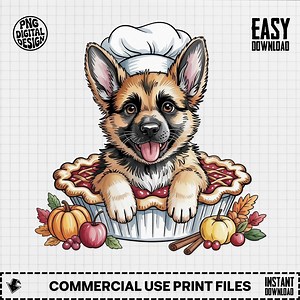 Pie Dog PNG, Chef Dog Clipart, Pumpkin Pie Png, Fall Png, Autumn Dog, Sublimation Png, Digital Download, German Shepherd Puppy - Etsy