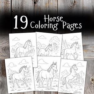 19 Horse Coloring Pages, Instant Download - Etsy