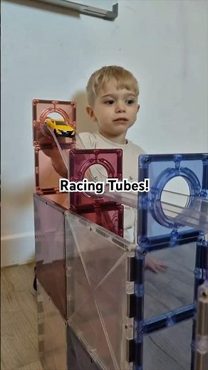 Ball Run Race Tracks with CONNETIX Magnetic Tiles!