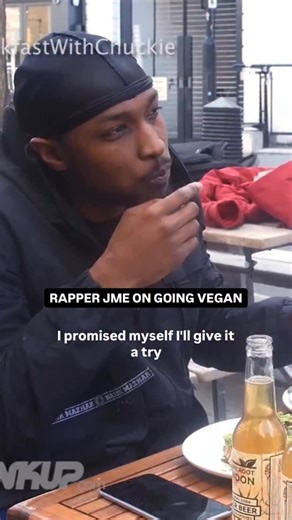 256K views · 11 shares | “The only downside is people thinking you’re an alien”  TB to UK Rap/Grime legend #JME discussing his vegan journey story with @chuckieonline on @linkuptv  #veganrapper #vegansofig #veganuk | Farah Amber | Facebook