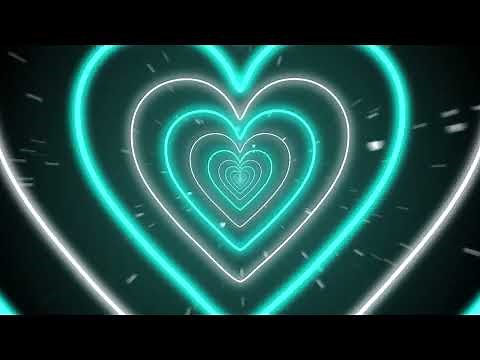 💙 Neon led lights Heart Tunnel Particles Background | HD 60p Teal Heart Abstract Background 💙 12H