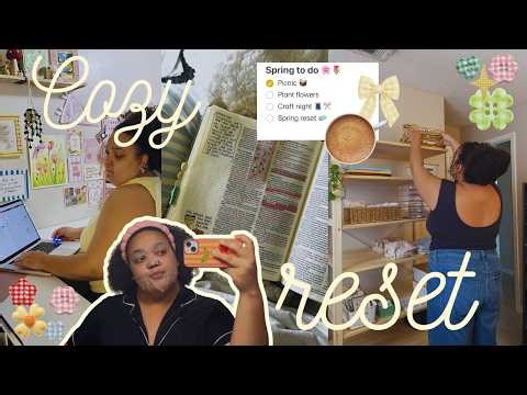 Cozy Reset Vlog🫧🧺 refreshing the office, working on my spring launch.
