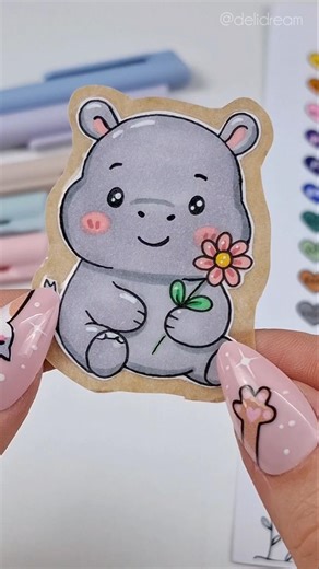 Hippo Stickersl🌷 #shorts #sticker #howtomake