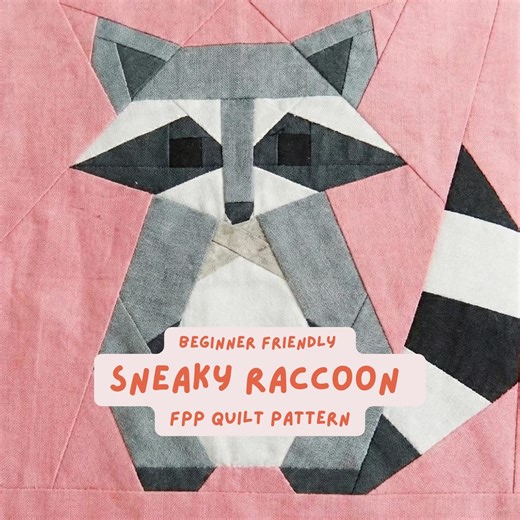 Modern Woodland Raccoon Quilt Pattern Foundation Paper Piecing Block FPP Sewing Pattern PDF Beginner Forest Animal Nursery - Etsy