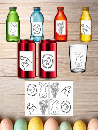 Easter Labels Printable | Bottle, Can & Jar Labels | Minimal Bunny Design | Instant Download - Etsy