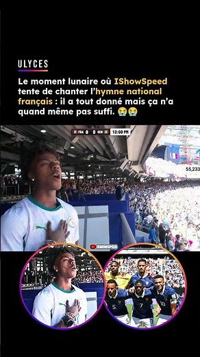 Le moment lunaire où #IShowSpeed tente de chanter l’hymne national français 😭😭 #france