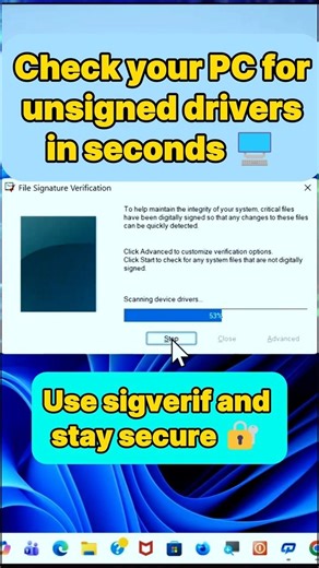 Check your PC for unsigned drivers in seconds 🖥️⚡ Use sigverif and stay secure 🔐 #viralreels