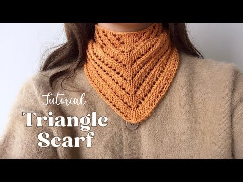 Knitting triangle scarf tutorial 🧡 How to knit a bandana scarf ✨ Knitting neckerchief 🥂