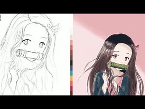 Drawing and coloring nezuko from kimetsu no yaiba