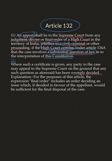 Article 132 | Appellate jurisdiction of Supreme Court from High Court | Indian Constitution