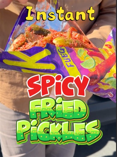 Instant Spicy Fried Pickles - 5 second recipe! #pickles #taquis #mfeo #recipe #picklehacks