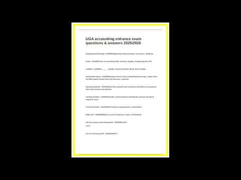UGA Accounting Entrance Exam 2026: Practice Questions & Verified Answers (2025-2026 Updated)
