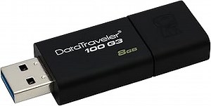 Kingston DT100G3/8GB DataTraveler 100 G3, USB 3.0, 3.1 Flash Drive, 8 GB, schwarz