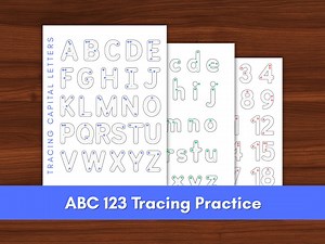 Printable Tracing Alphabet and Number Worksheets, ABC 123 Tracing Practice, Instant Download - Etsy