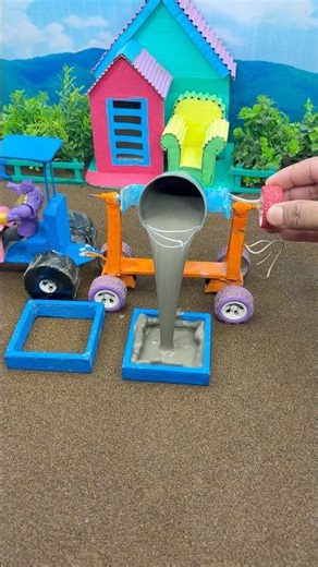 😱 Real Working Mini Tractor Making Cement Pillar | Amazing DIY Construction Machine 🚜 #shorts