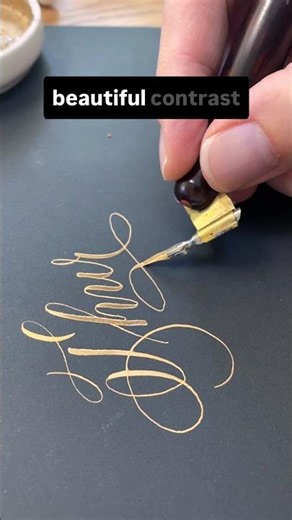 Writing Calligraphy with Gold Sumi-e (Gold Watercolor) #pointedpencalligraphy #calligraphy