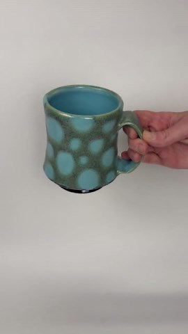 Handmade Green Porcelain Coffee Mug, Blue Spots, Unique Ceramic Cup - Etsy