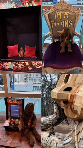 Chewie’s adventures continue. He went to Charlotte, NC and got some relaxation time at the Moxy Hotel and found Big Pete, the Dambo troll. #chewiesadventures #moxyhotel #bigpetethedambotroll