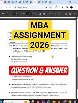 🔥IGNOU MBA Assignment 2026 Valid Question Paper & Answer | MBA Solved Assignment 2026