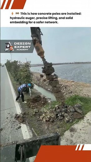 ⚡🏗️ Concrete Utility Pole Installation | Hydraulic Auger Drilling | Design Expert INT
